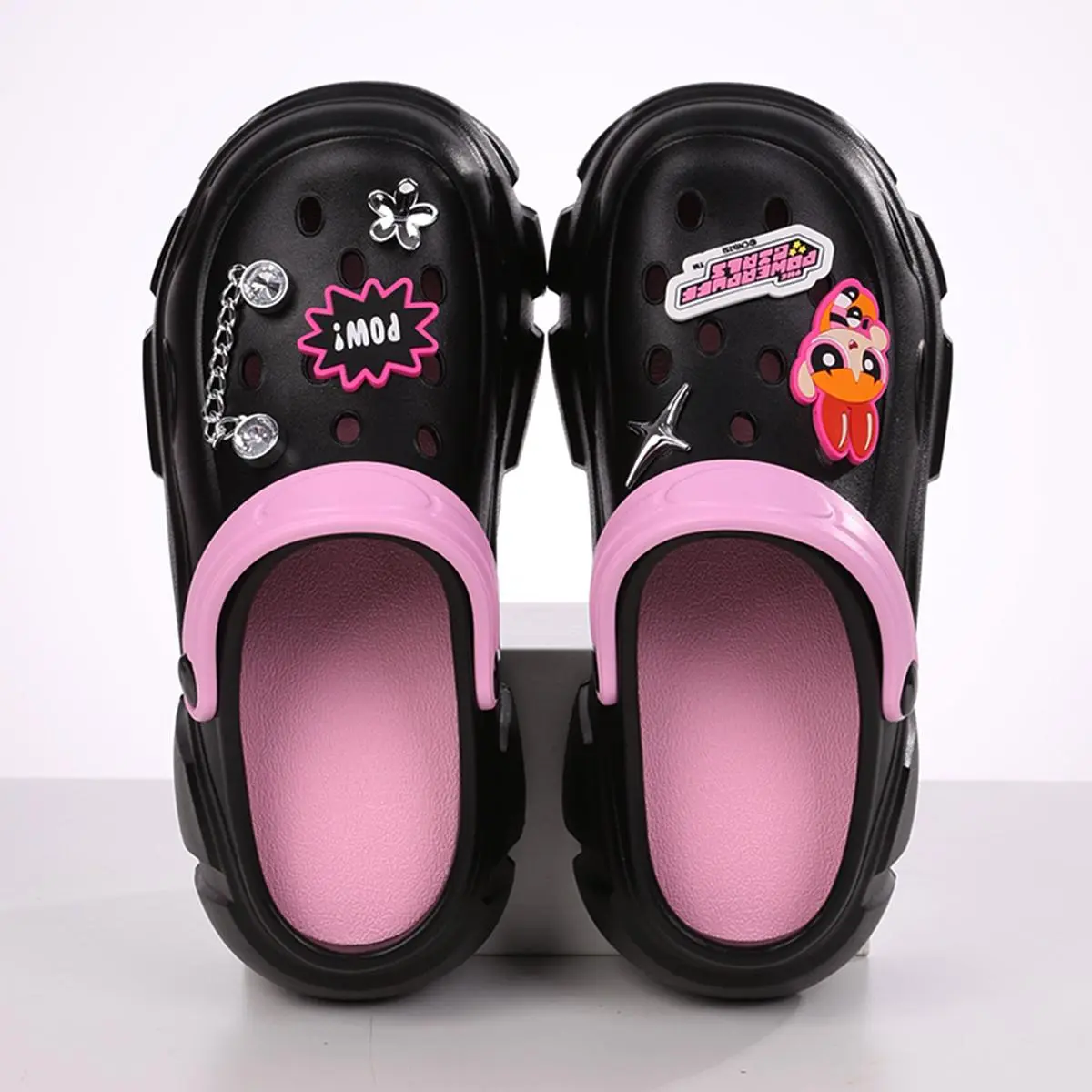 THE POWERPUFF GIRLS Platform Fashion Slippers - Trio Character Designs Blossom Pink, Bubbles Blue, Buttercup Green Non-Slip Sole women Comfort