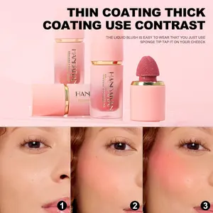 HANDAIYAN Matte Liquid Blush - Buildable Cream Blush with Sponge Applicator, Natural Flush Finish, Long-Wearing & Blendable Cheek Tint for a Soft, Airbrushed Look