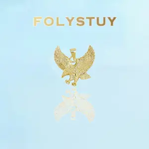[FOLYSTUY (K145)]36.2mm Height 35.2mm Wide Flying Eagle Pendant, Biker & Men's Fashion Jewelry