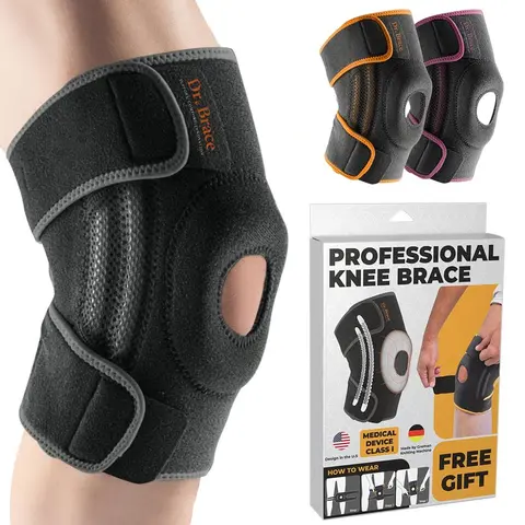 DR. BRACE ELITE Knee Brace with Side Stabilizers and Patella Gel Pads - Maximum Support for Men and Women