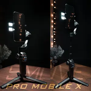 SMOVE Pro Mobile X Smartphone Gimbal Stabilizer, 3-Axis for Android & iPhone 15 Pro Max for Video Recording with AI Tracking Module, LED Light, Vlogging Kit,Portable & Foldable Accessories Camera