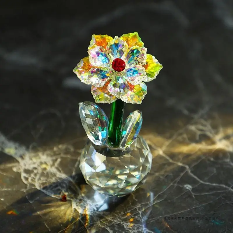 Crystal Glass Sunflower Ornament, Crystal Ornaments, Ideal Easter & Party Decoration, Perfect Gift for Girls, Desktop Decor, Crystal Home Decor, Sunshine Catcher