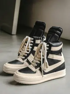 Men's Fashionable Lace Up Platform High Top Sneakers, Casual Comfortable Breathable Non-slip Sports Shoes, Trendy All-match Walking Shoes for Daily Wear, Athletic Sneaker Footwear, Closed