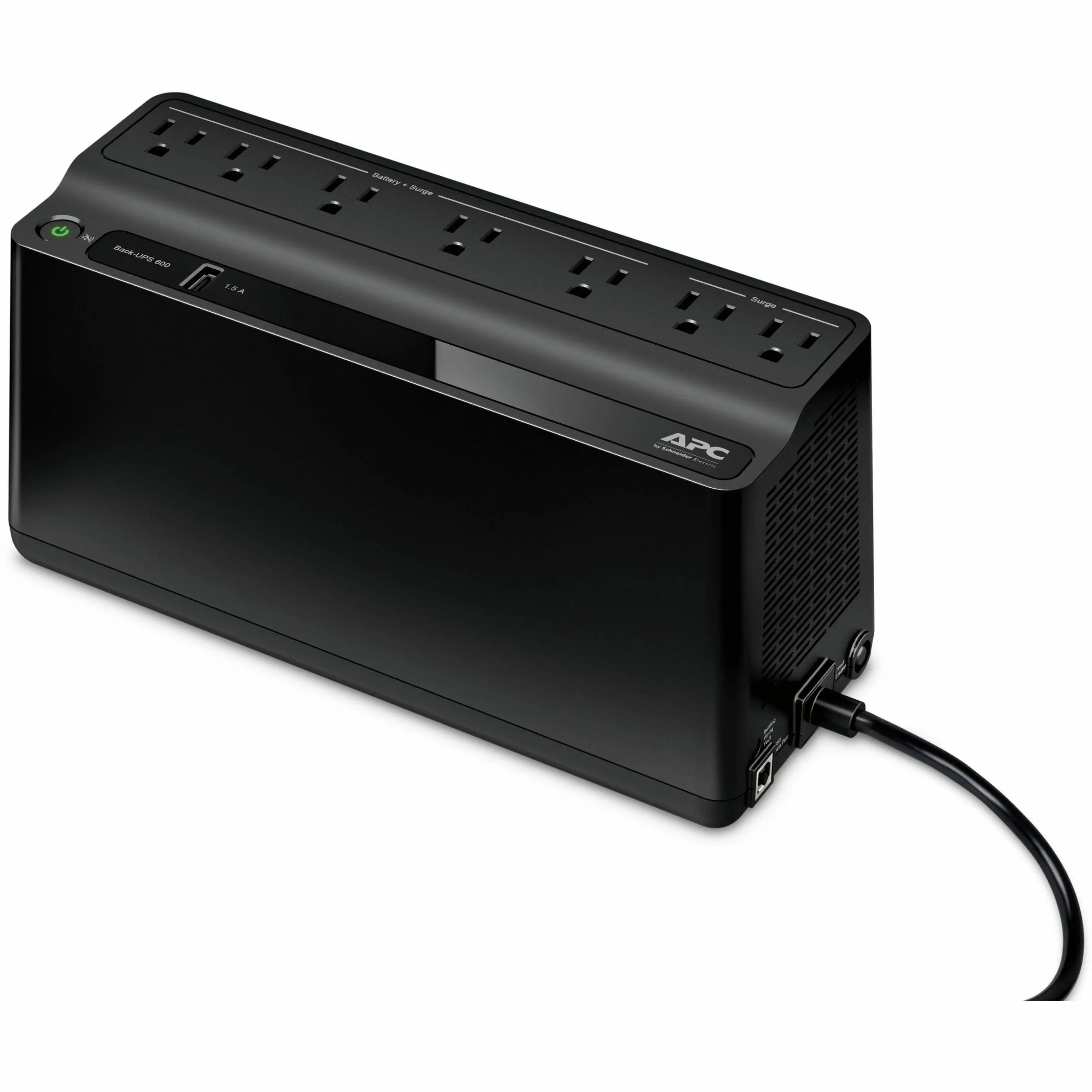UPS Battery Backup, 600VA330W, TowerWall Mount, 7 Outlets, LED Indicator, USB-A port