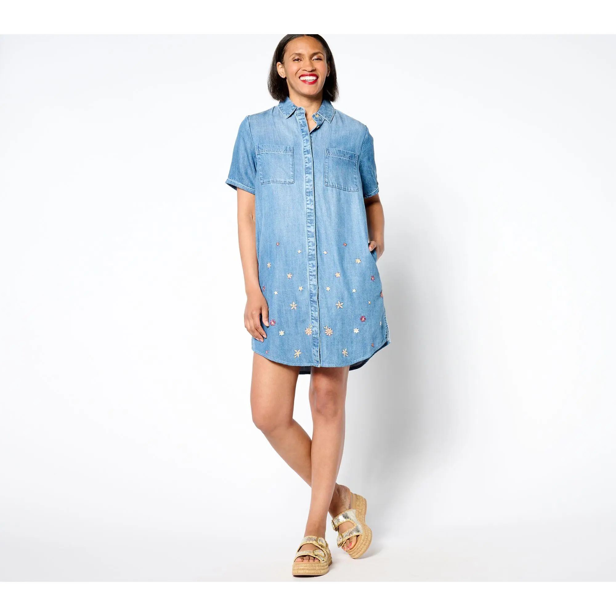 Driftwood Jeans Embroidered Short Sleeve Mabel Dress - Prairie