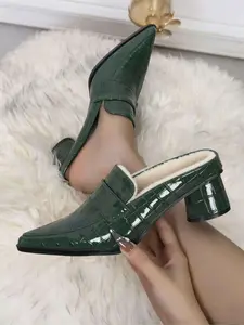 Women's High Heel Mules with Plaid Fabric, Comfortable Fashion Design, Perfect for Daily Wear & Multiple Occasions