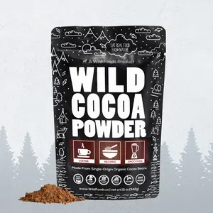Wild Foods Organic Cocoa Powder 100% Natural Cacao Beans Single Origin Unsweetened Keto Chocolate Powder for Cooking & Baking 12 oz Gluten-free Non-GMO Cold-Processed