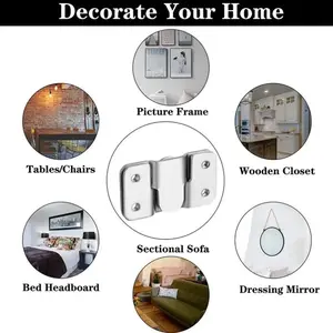5Pcs Flush Mount Brackets - Interlock Hanging Buckles, Furniture Connectors, Wall Hooks for Picture Frame & Photo Display