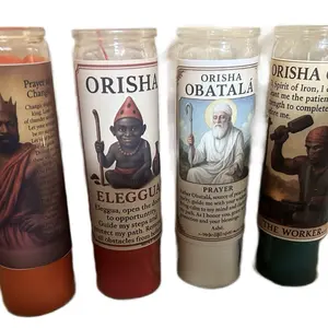 Orisha Prayer Candles - Eleggua & Obatala Designs - Spiritual Altar Candles for Prayer and Worship
