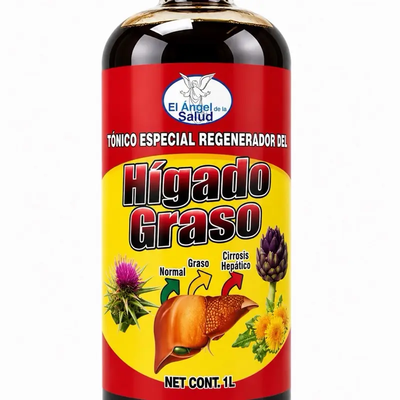 Hígado Graso / Fatty Liver Support Herbal Beverage, 1L Natural Caffeine-Free Non-Caffeinated Dietary Liquid Supplement