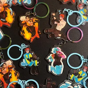 Dispatch Keychain, Waterboy Flambae and Prism Acrylic Keychain Cute Bag Pendant, Game Merch Gift, Kawaii Figure Key Ring, Handbag Decor, Small, Meaningful, And Full Of Character, Unique Keychains That Add Charm To Every Bag And Key.