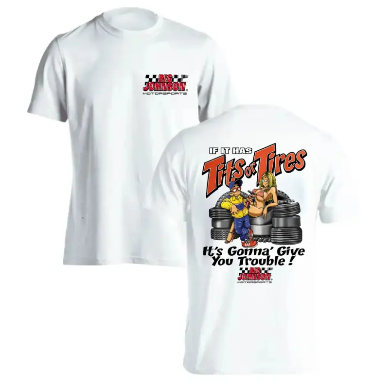 Big Johnson Motorsports Double-Sided Vintage Classic Racing Graphic T-Shirt - Soft Cotton Blend, Unisex Retro Humorous All-Seasons Top, Gift for Car & Racing Enthusiasts, S-3XL Sports Apparel