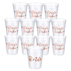 Team Bride Tribe Cups Bridal Shower Bachelorette Party Plastic Drinking Cup Rose Gold Hen Party Accessories Wedding Decoration
