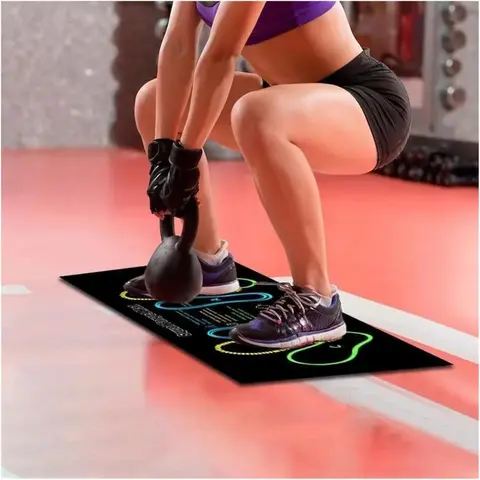Exercise Mat for Squats Leg Ab Workouts with Knee Protection Non Slip Alignment Markers Home Gym Floor Mat Portable Lightweight Fitness Equipment Men Women