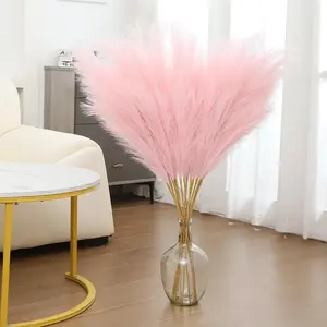 10Pcs Pink Artificial Reed Stems – Boho Farmhouse Style Faux Pampas Grass for Vase Fillers, Wedding Centerpieces, Home Decor & Party Backdrop Accents, No-Maintenance Realistic Texture