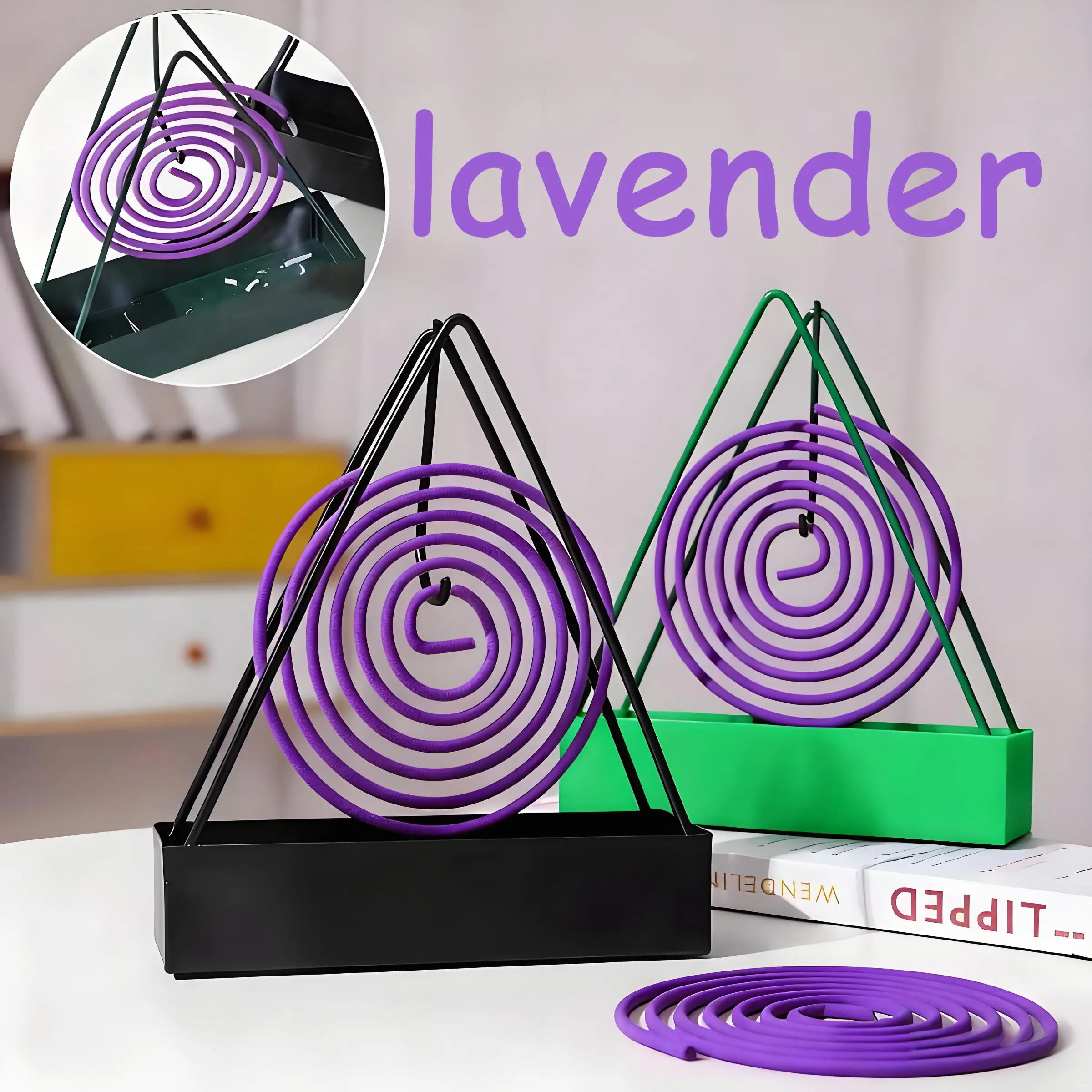 Lavender Incense Sticks - Floral Fragrance Lavender Scent Calming Aroma 80 Natural Woody Spirals, Long Burning Time (4 Hours), Home Fragrance Decor, Perfect for Patio, Balcony, Pool, Camping, Garden