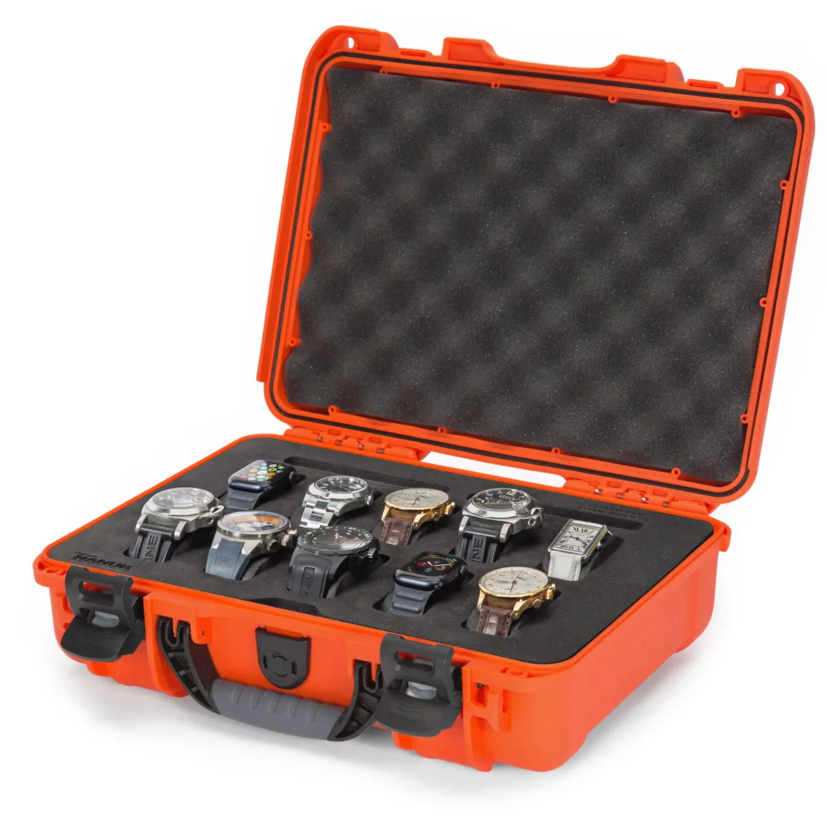 Nanuk 910 IP-67 Rated Waterproof Watch Case with Auto Valve, Foam Insert, Secure Storage, Orange