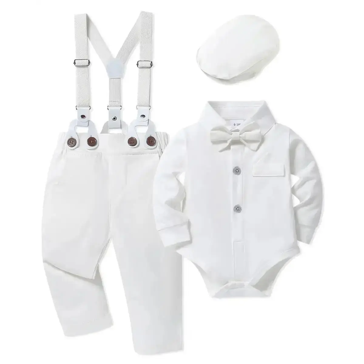 Baby Boy Clothes 0-24M Bow Button Suit Set Suits 4pcs Baby Boys Baptism Easter Outfits Baby Christmas Clothes Gentlemen's Clothes two-piece set Shirt Pants