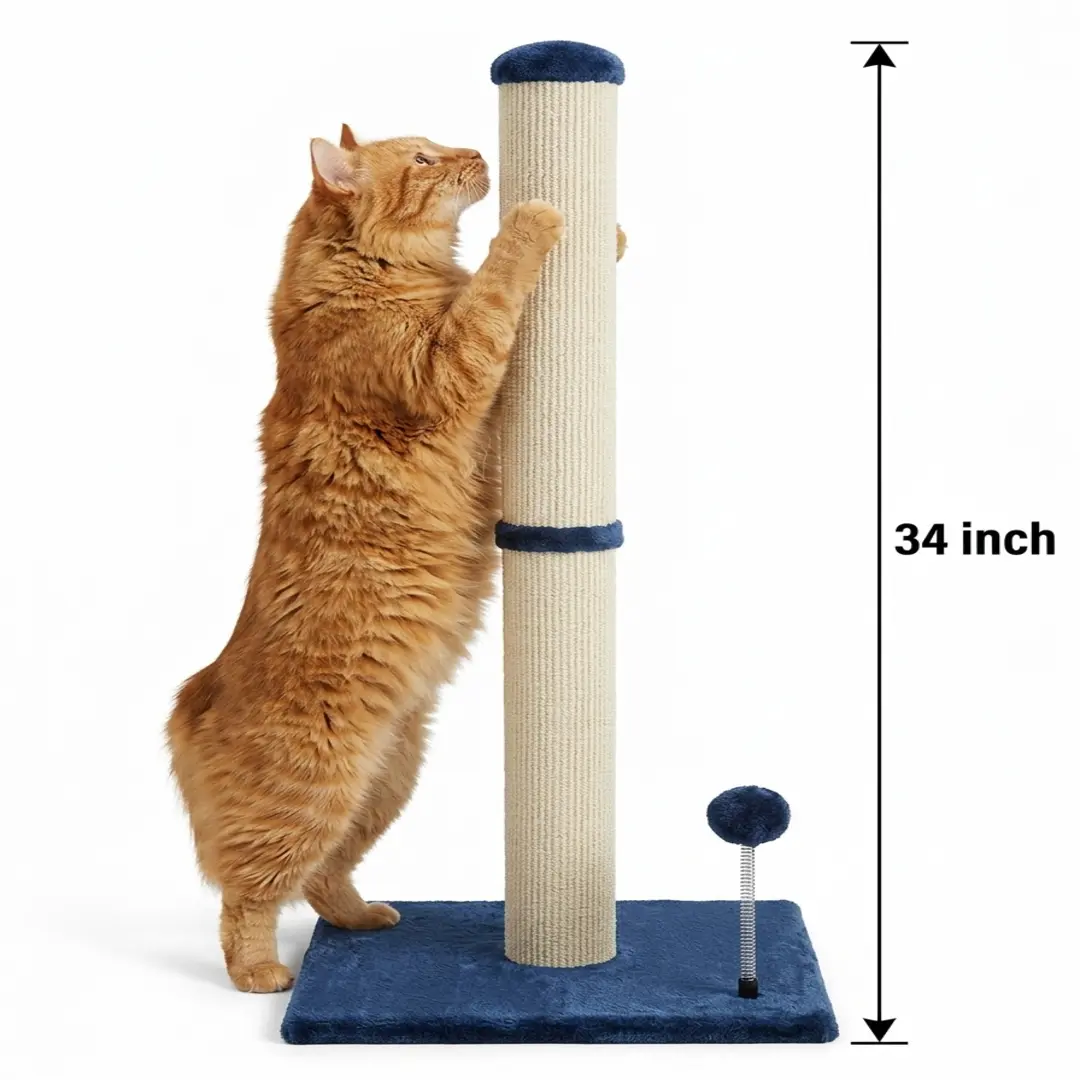34 Inches Beige & Blue - Carpet Scratcher