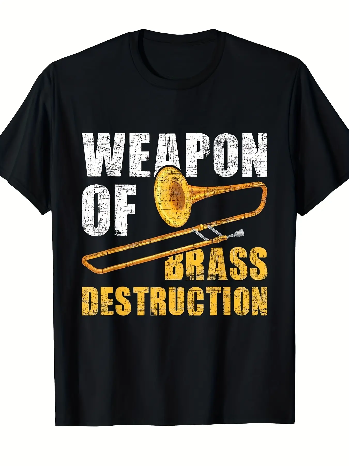 Men's  Women's of Brass Destruction Trombone Jazz unisex soft cotton short sleeve t shirt, vintage graphic casual tee for men women teens, perfect birthday holiday gift for camping travel gym daily street casual wear