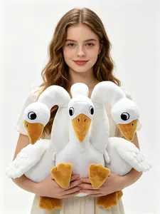 Cute Three Head White Goose Plush Stuffed Animal, Funny Weird Triple Head Swan Duck Throw Pillow, Unique Novelty Decorative Plushie for Sofa Bedroom Home Decor, Prank Gift for Kids Adults Goose Lovers