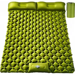 Ultralight 4" Extra-Thick Double Self Inflating Sleeping Pad for 2 Persons with Built-in Pillow & Foot Pump, Portable Camping Mat for Backpacking Hiking Travel Tent Camping