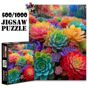 1pc 1000 piece adult puzzle 70x50cm Colorful Succulent Plants in Garden 500 pieces paper jigsaw puzzle suitable for DIY creative games for adults and families, birthday and holiday stress relief gift