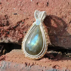 Sterling Silver Labradorite Ethiopian Opal Tear Drop Pendant