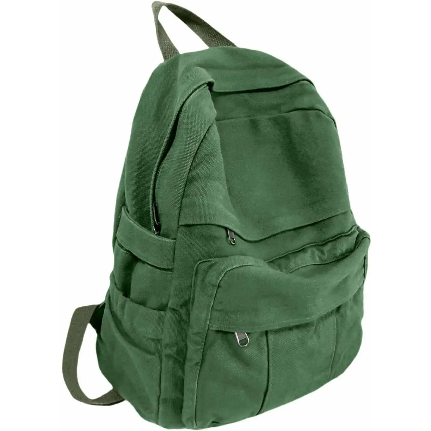 Women's Green Canvas Retro Aesthetic Backpack, Durable Casual Travel Backpack, Stylish Daypack for High School/College Students, Office & School Supplies Compatible Laptop Bag, Durable Backpack