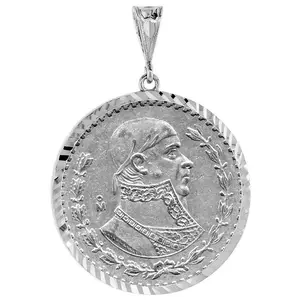 925 Sterling Silver Mexican 1 Peso Coin Bezel 34mm Diamond Cut Prong Cut