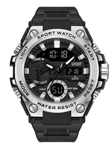 Men's Outdoor Sports Fashion Waterproof Digital Watch, LED Light Quartz Alarm Clock, Analog-Digital Display, Casual Style, All Seasons, Sporty Waterproof Watch
