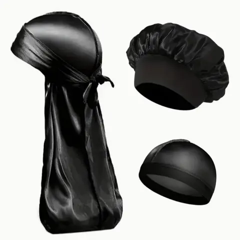 3-Piece Set Men Women Wave Curl Hair Towel Wrap, Smooth Satin Luxury Durag Headscarf, Premium Quality, Soft & Durable For Men