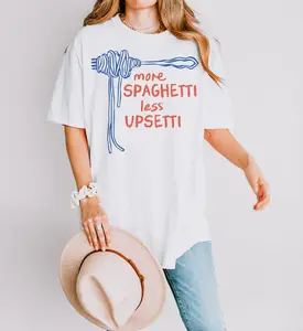 Spaghetti Shirt, Funny Foodie T-shirt, Retro Food Humor Tee, Silly Graphic T-shirt, Vintage Style Pasta Lover Shirt for Women Top Womenswear