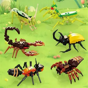 2pcs Moc Insect Animal Model Bee Ant Butterfly Cricket Grasshopper Set Building Blocks Diy Children Puzzle Assemble Toys Boy Kid Gift