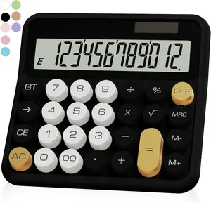 Black Calculator,  Standard Calculator 12 Digit with Large LCD Display and Big Buttons, Black  Office Accessories for Women Desk, Supplies for Office,School, , Business