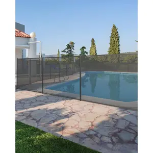 Swimming Pool Fence 4x12FT, Pool Fence for Inground and Above Ground Pool, Mesh Pool Safety Fence with Stainless Steil Feet, Black Pool Fencing for Backyard Garden Pool Safety