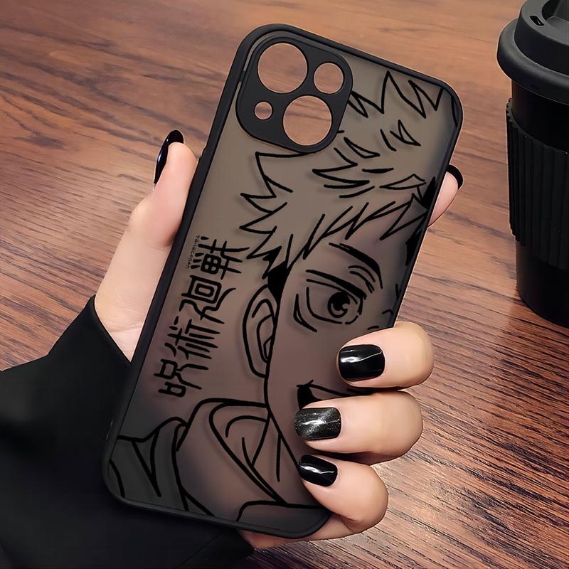 Blcak Hot Jujutsu Kaisen Anime Phone Case For iPhone 16 15 14 13 12 11 Pro Max XR XSMax 7 8 Plus Matte Transparent Back Cover