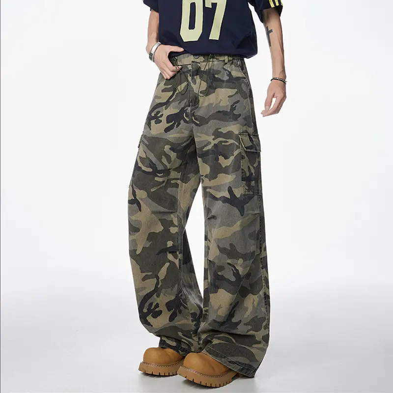 Camouflage Pants Unisex, Spring and Autumn Cotton Straight Loose Large Size Work Pants, Trendy Versatile Wide Leg Casual Long Pants Slimming
