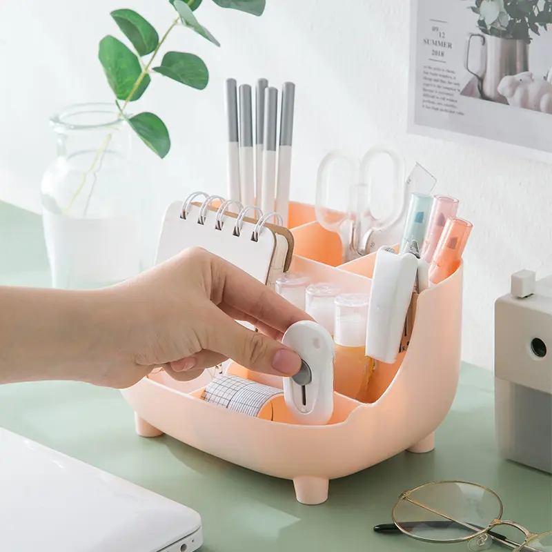Kawaii Desktop Pen Holder Large-capacity Cute Stationery Storage Box Creative Cartoon Pencil Holder Ins Desk Organizer Desk Tidy for Girls