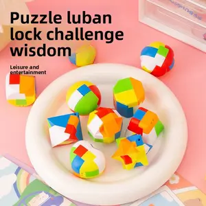 Luban Lock Children's Kongming Lock Complete Set of Educational Brain-Developing Toys for Intelligence and Concentration Training