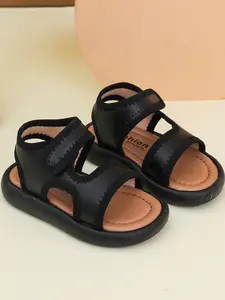 Girls' Velcro Closure Soft Sole Flat Sandals, Cute Design for Toddler Walkers, Daily Wear Preferred Footwear