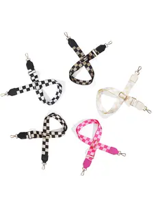 Checkered Plaid Purse Strap, 1.4inch Wide Purse Strap Adjustable Replacement, Golden Hardware Shoulder Straps, Multi-Pattern Crossbody Handbag Strap, Fashionable Cross Strap