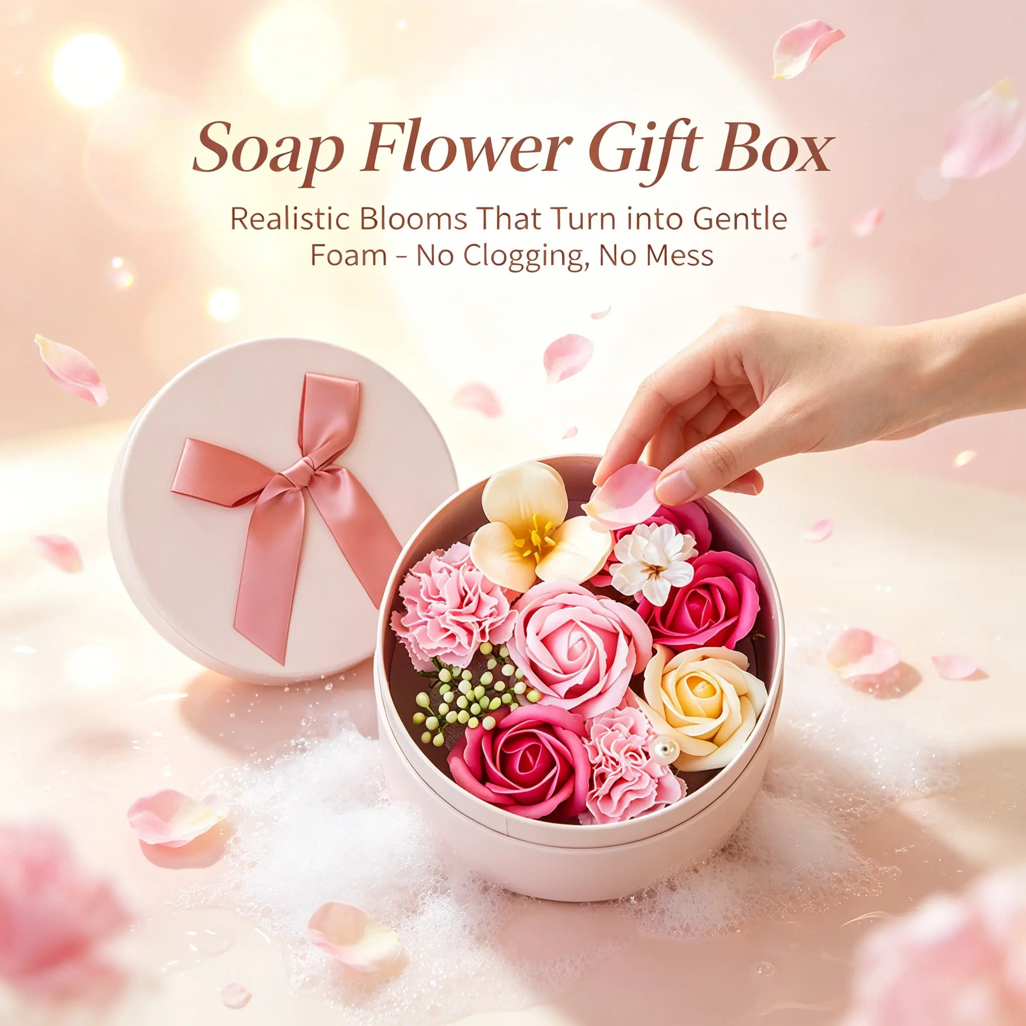 Handmade Soap Flower Rose Gift Box, Luxury Bath Petals, Fragrant Soap Bouquet, Fragrance, Scented Soaps, Body Care, Perfect for Weddings, Anniversaries, Mother's Day