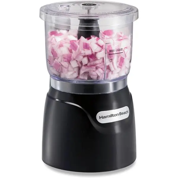 Hamilton Beach 3 Cup Electric Vegetable Chopper & Mini Food Processor | Simple Stack & Press Design | 350 Watts & Stainless Steel Blades For Dicing, Mincing & Puree | Dishwasher Safe | Black