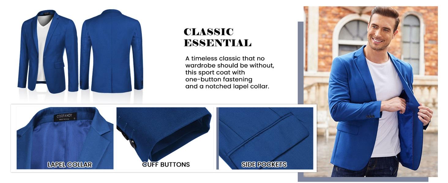 COOFANDY Mens Sport Coat Casual Blazer One Button Business Suit Jacket