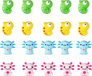 20PCS 4 styles Chameleon and Salamander Silicone Beads Set for Keychains, Pens, Lanyards, and DIY Crafts