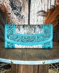 Canyon Ridge Hide Wristlet Wallet in Turquoise by Montana West