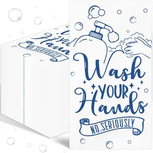 100 count Disposable Hand Towels for Bathroom Paper Towels for Guests 3 Ply Wash Your Hands Bathroom Etiquette Guest Napkins for  Room Wedding Birthday Holiday Anniversary, Dark Blue