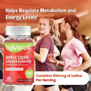 Apple Cider Vinegar Gummies with Vitamin B12 & Folic Acid – 1000mg Apple Cider Vinegar for Detox & Digestion Support, Vegetarian & Gluten-Free, Apple Flavor, 60 Count neuro gum feminine ph balance ounce hope sugarfina