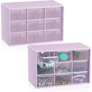 2 count Mini Storage Drawers Teacher Toolbox Organizer with 9 Clear Drawers Small Plastic Desktop Teacher Desk Craft Organizer for Classroom Office 7" x 3. 9" x 4. 7"()